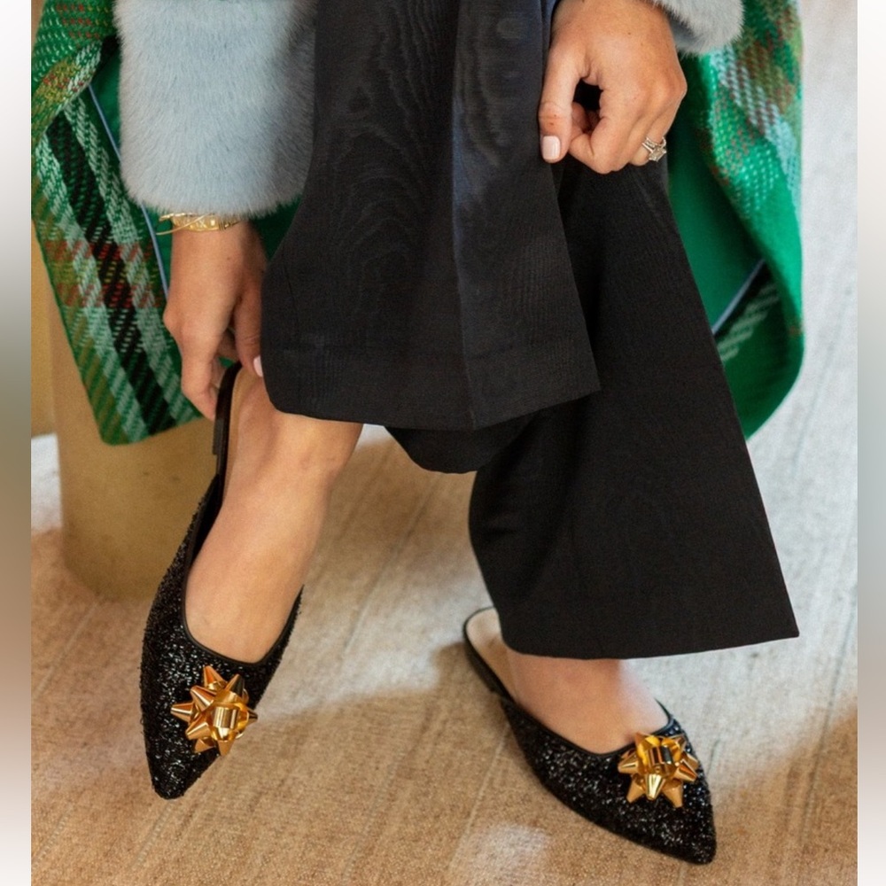 NWT Antonio Melani x The Nat Note Estrella Textured Ornamented Bow Dress Mules